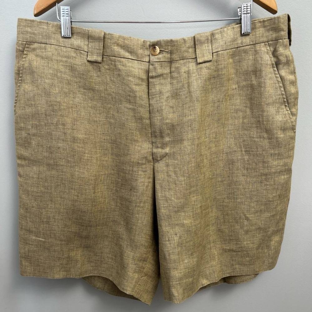 J.L. Powell Men’s 38 Linen Blend Shorts Flat Front Chino Style Resortwear